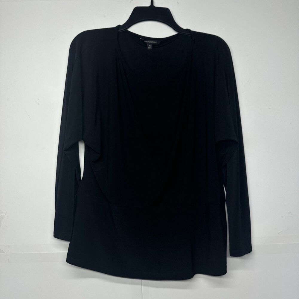 Banana Republic Women’s Top Size XL Black Long Sleeve Draped Surplice Blouse